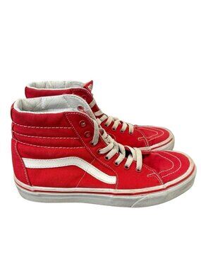 Vans Off The Wall Unisex Hi Top Red/White Skateboarding Racing Sneaker 7M 8.5W